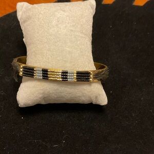 Stella and Dot Gold,Gray and Black Beaded Bracelet